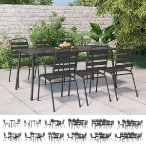 vidaXL 9 Piece Patio Dining Set Anthracite Steel-3