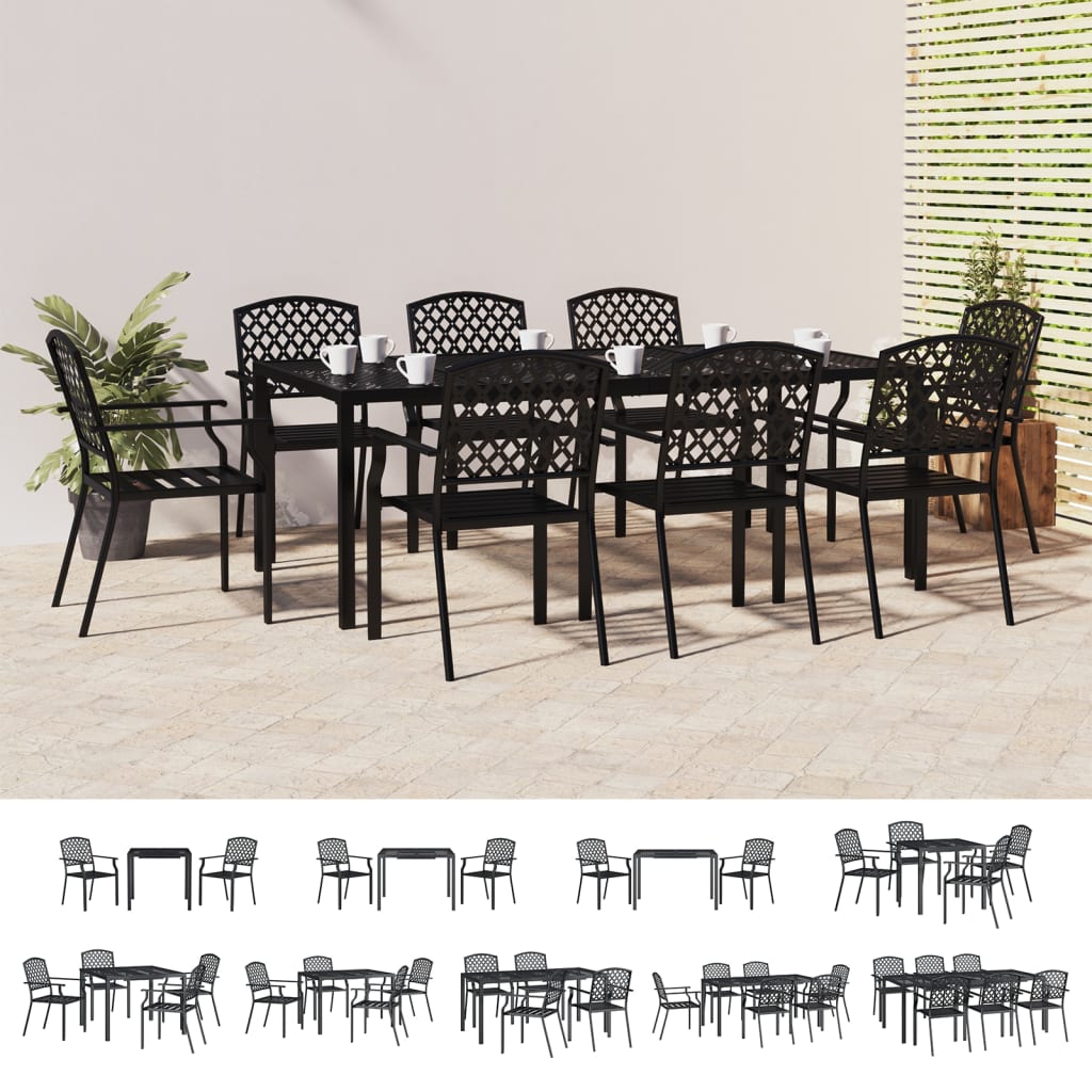 vidaXL 5 Piece Patio Dining Set Anthracite Steel-6