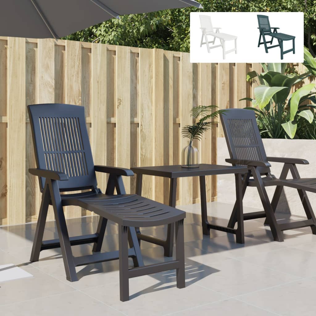 vidaXL Sun Lounger Patio Furniture Folding Outdoor Chaise Lounge Chair Plastic-12