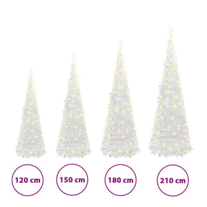 vidaXL Christmas Tree Artificial Xmas Decoration with Stand Pop-up LEDs White-25