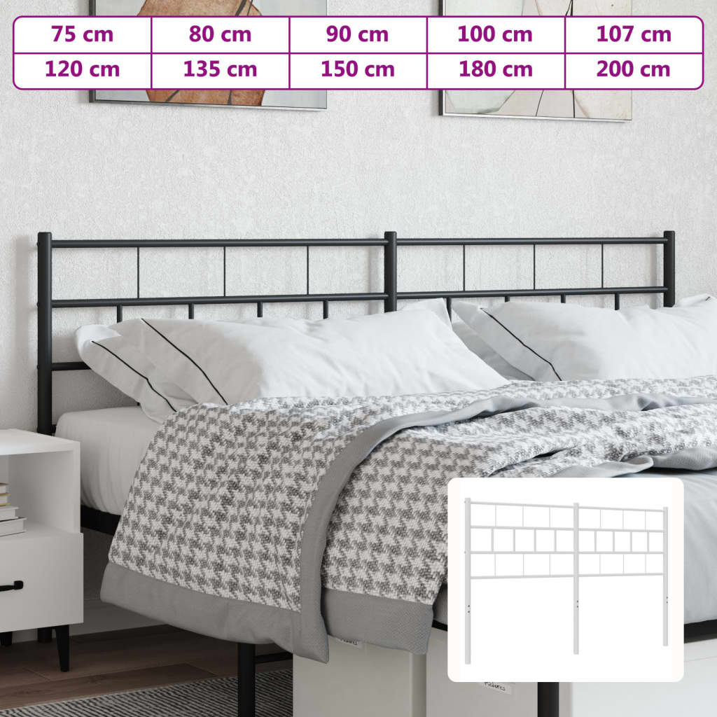 vidaXL Metal Headboard White 39.4"-6