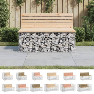 vidaXL Patio Bench Outdoor Park Bench Seating Gabion Design Solid Wood Pine-8