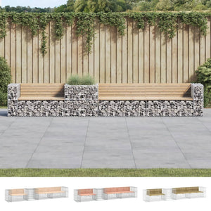 vidaXL Patio Bench with Gabion Basket Park Garden Outdoor Seating Solid Wood-3