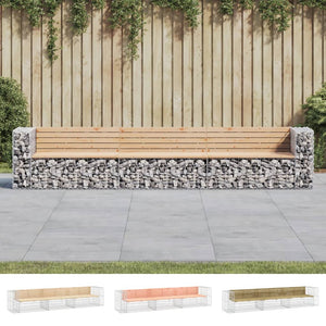 vidaXL Patio Bench Gabion Design Outdoor Seating Bench Loveseat Solid Wood-2