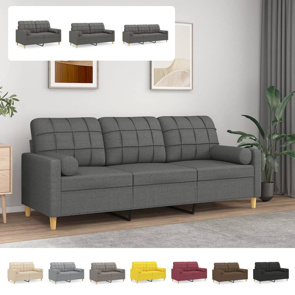 vidaXL Sofa Accent Loveseat Couch Sofa Modern Settee with Throw Pillows Fabric-35