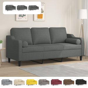 vidaXL 2-Seater Sofa with Throw Pillows Accent Loveseat for Living Room Fabric-5