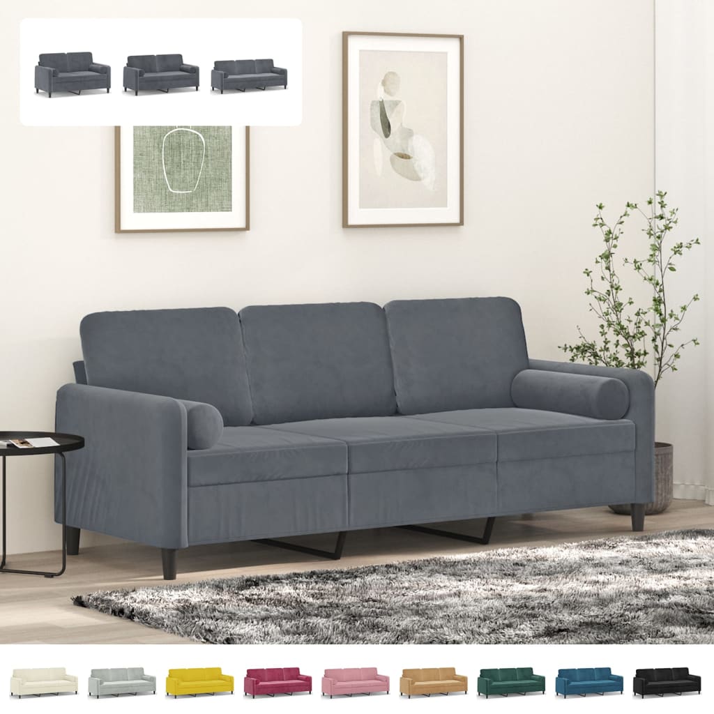 vidaXL 2-Seater Sofa with Throw Pillows Accent Loveseat for Living Room Velvet-31