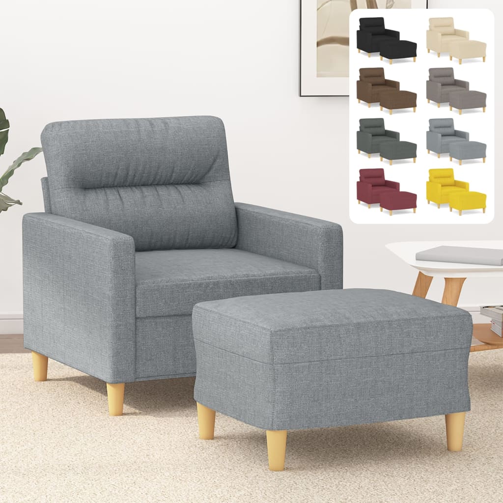 vidaXL Sofa Chair with Footstool Dark Gray 23.6" Fabric-7