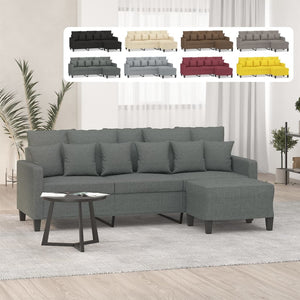 vidaXL Sofa 3-Seater Couch Sofa Armchair with Footstool for Living Room Fabric-2