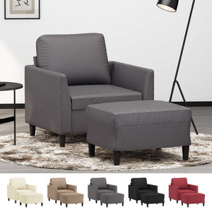 vidaXL Sofa Chair Accent Single Sofa Armchair with Footstool Faux Leather-1