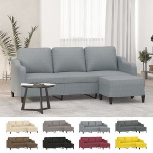 vidaXL Sofa 3-Seater Couch Sofa Armchair with Footstool for Living Room Fabric-1