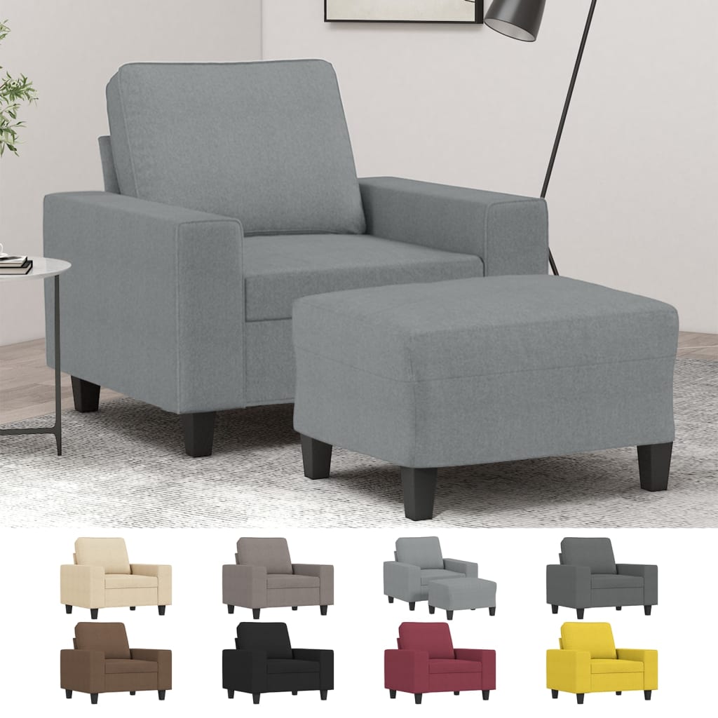 vidaXL Sofa Chair Single Sofa Armchair with Footstool for Living Room Fabric-1