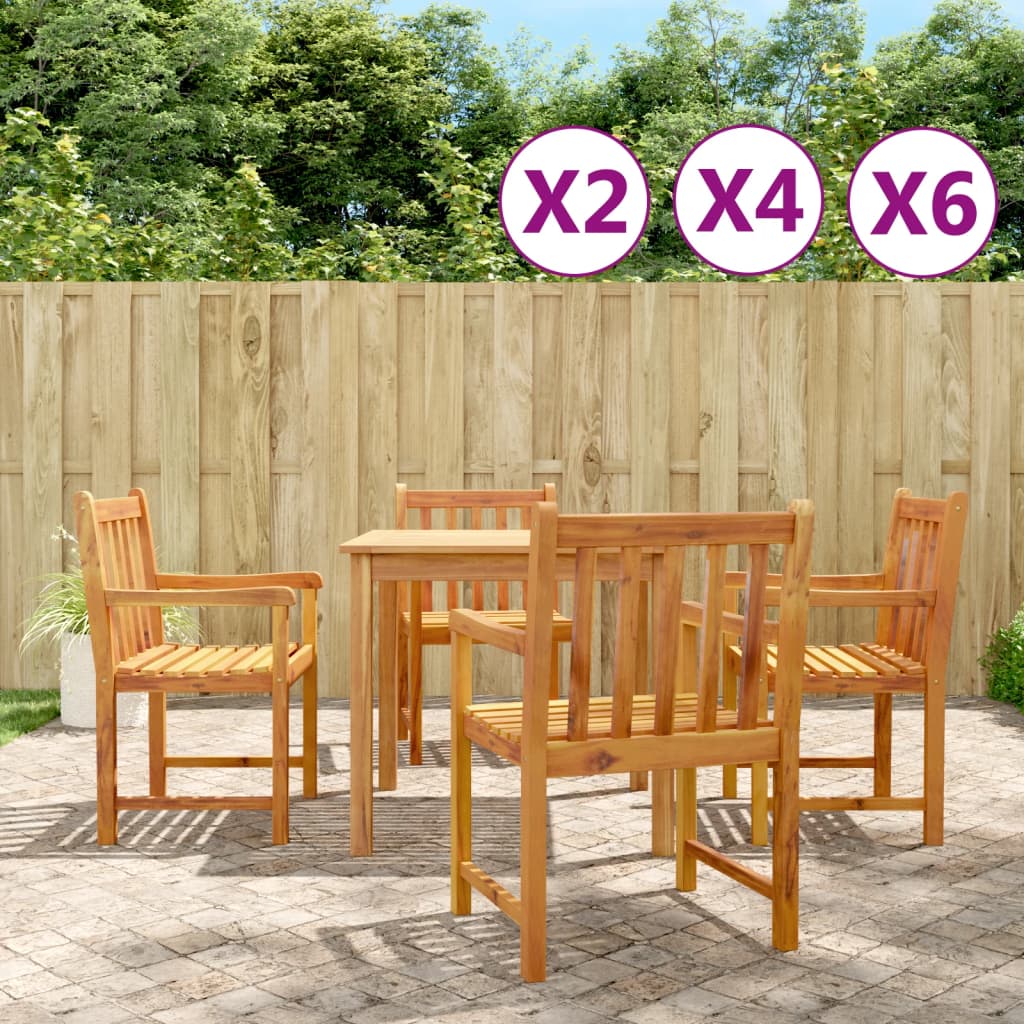 vidaXL Patio Chair Outdoor Slatted Armchair Garden Seat Solid Wood Acacia-20