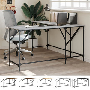 vidaXL Desk L-shape Computer Writing Table with Metal Frame Engineered Wood-12