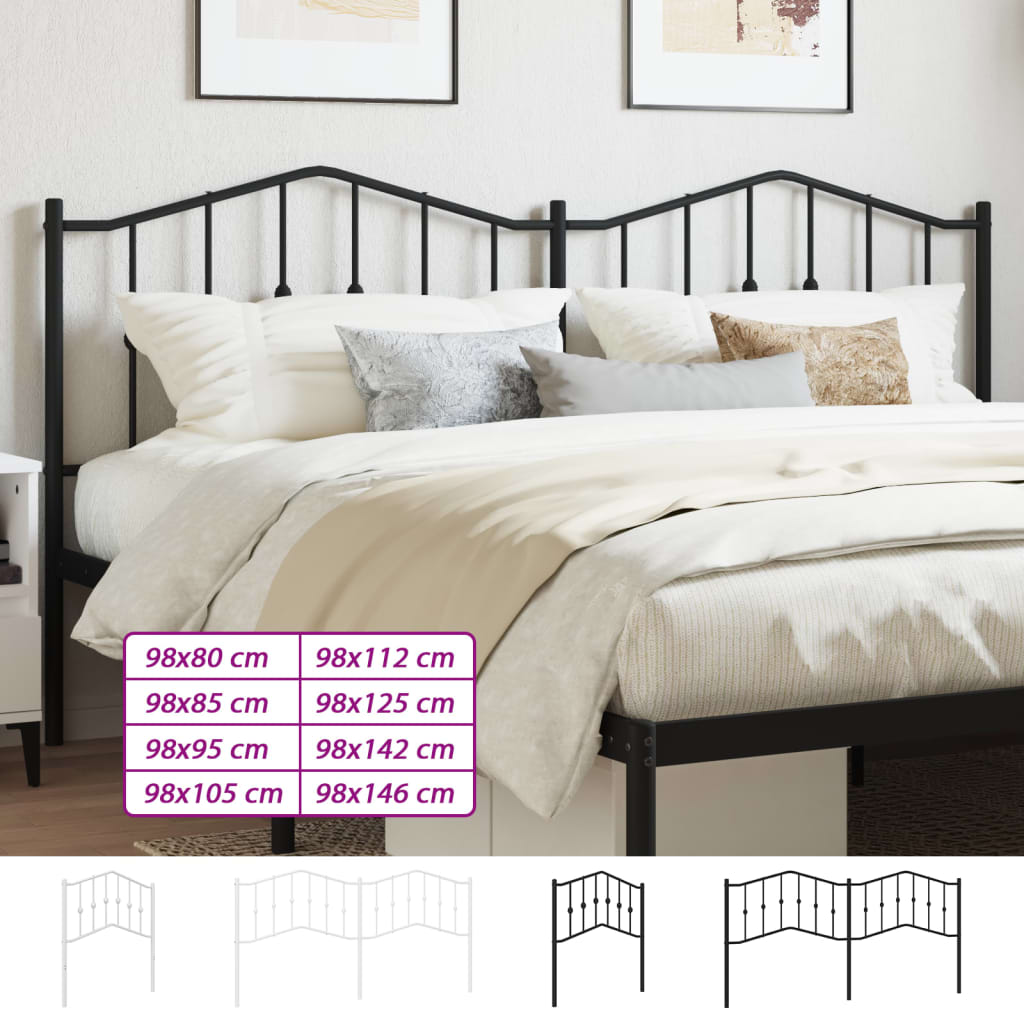 vidaXL Metal Headboard Black 53.1"-59