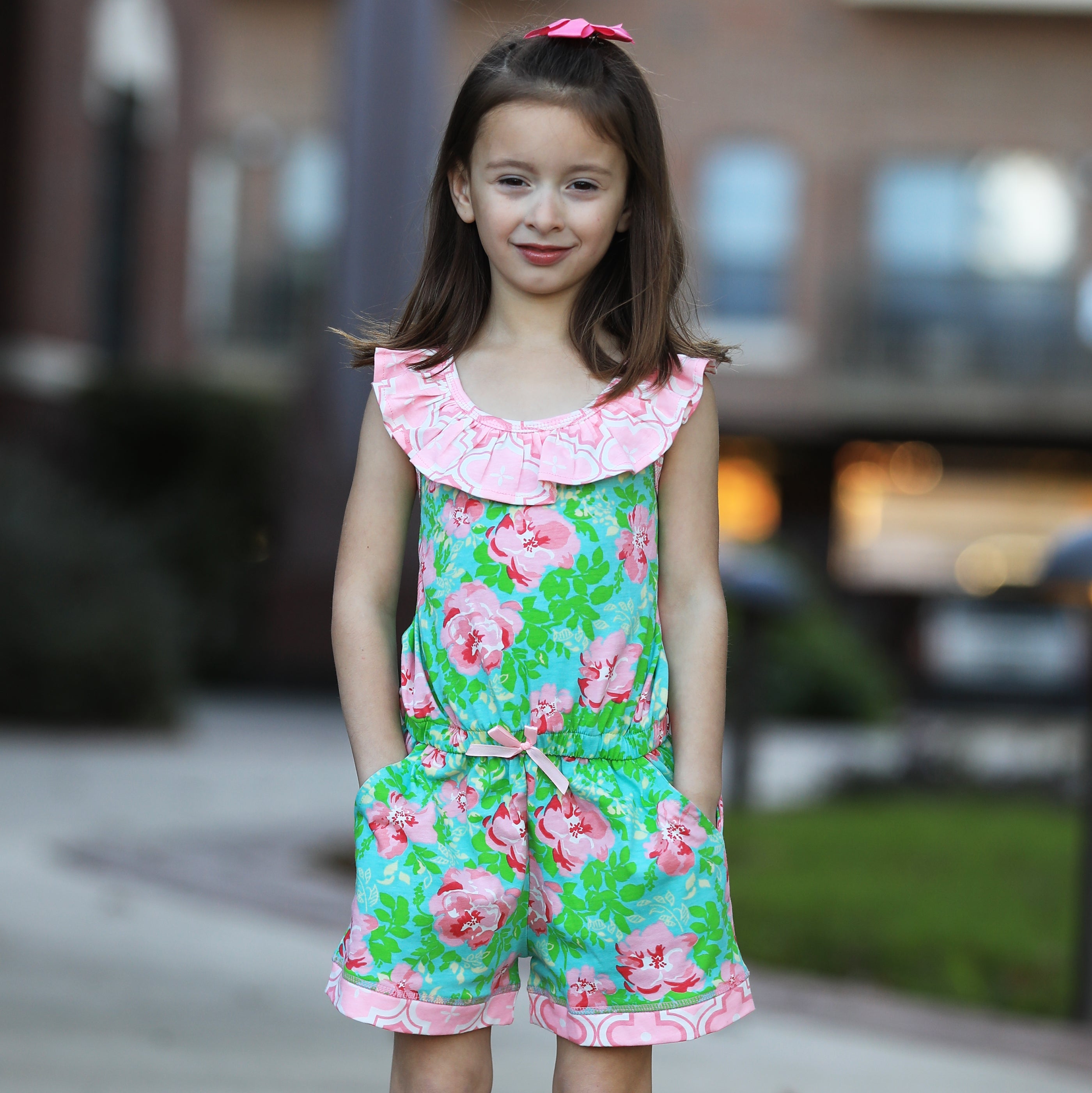 Little Big Girls Jumpsuit Shabby Chic Floral Spring Summer Romper Sizes 2/3T - 11/12