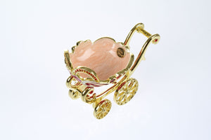 Red vintage Baby Carriage Trinket Box stroller