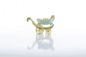 Turquoise vintage Baby Carriage Trinket Box stroller