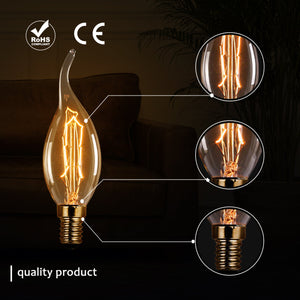 C35 E14 60W Vintage Bulb Pack 5