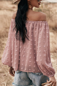 Off Shoulder Embroidered Polka Dot Top