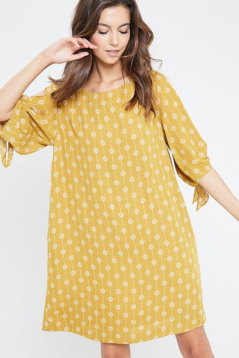 Printed Tie Sleeve Dress - 99fab 