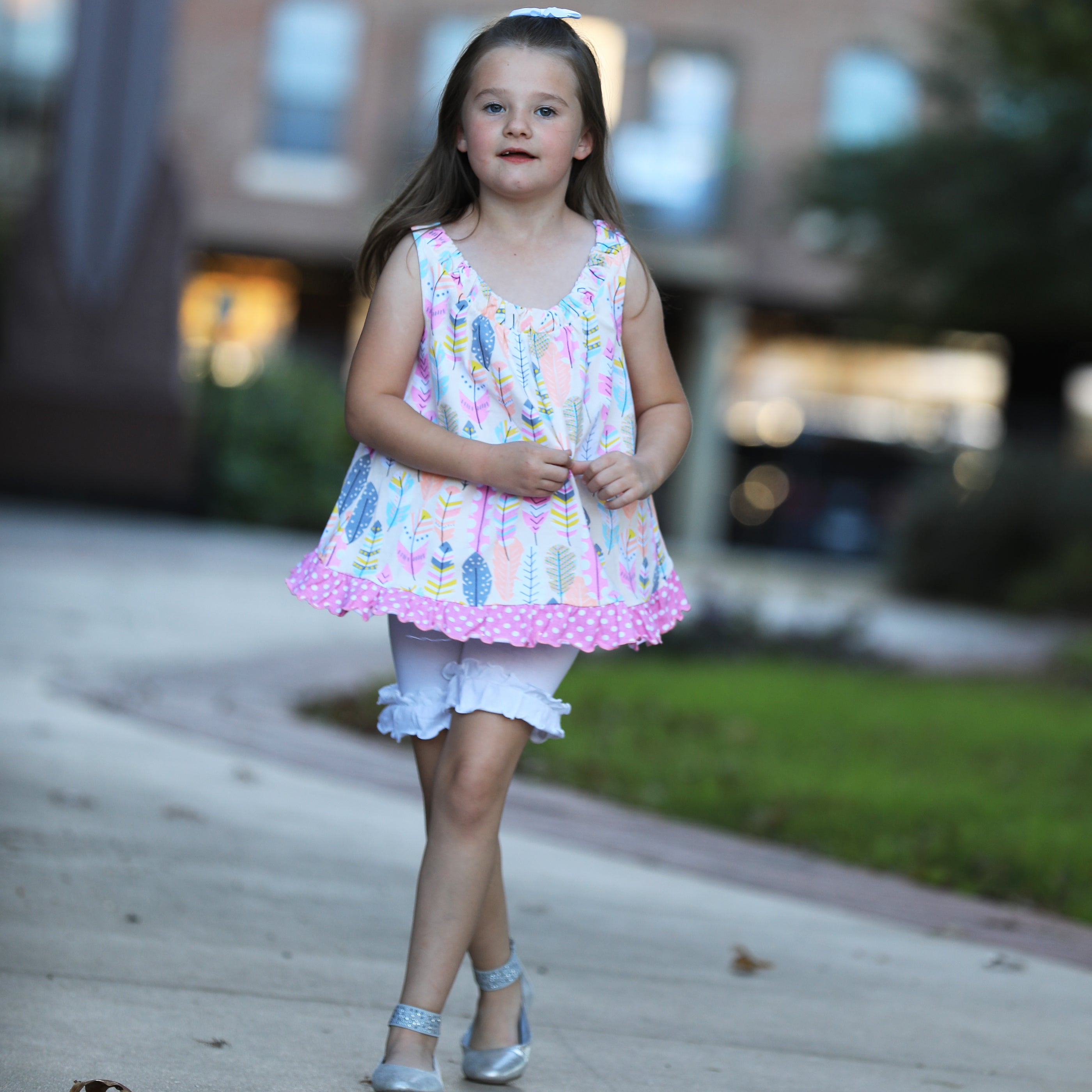 Baby/Toddler Girls Open Back Swing Tank Top with Bow Feather Design