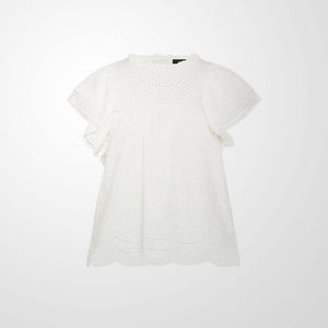 Cotton Eyelet Ruffle Top