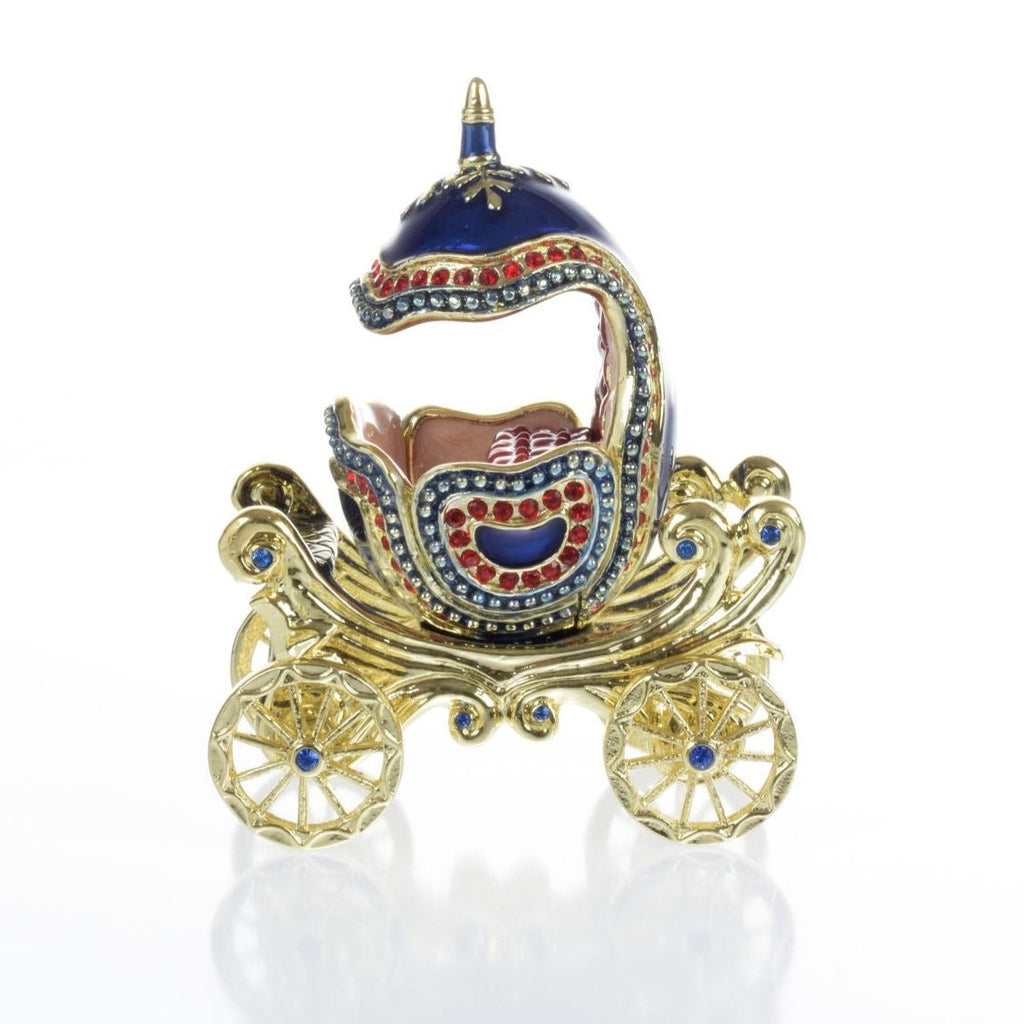 Limited Edition 1 of 250 Blue Faberge Royal Carriage Trinket Box - 99fab 