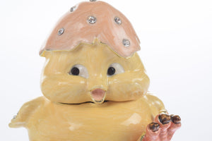 A chick hatches from an egg Trinket Box