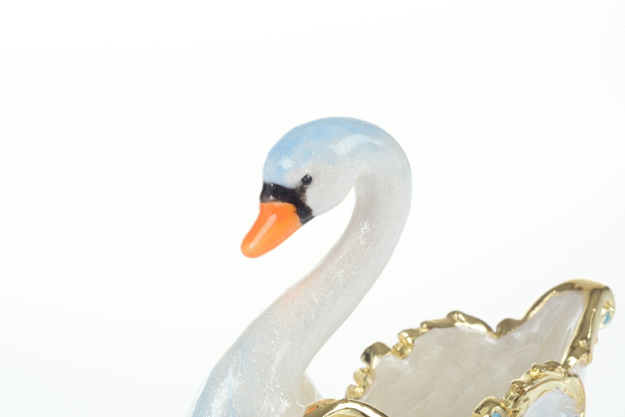 Swan on golden sled Trinket Box