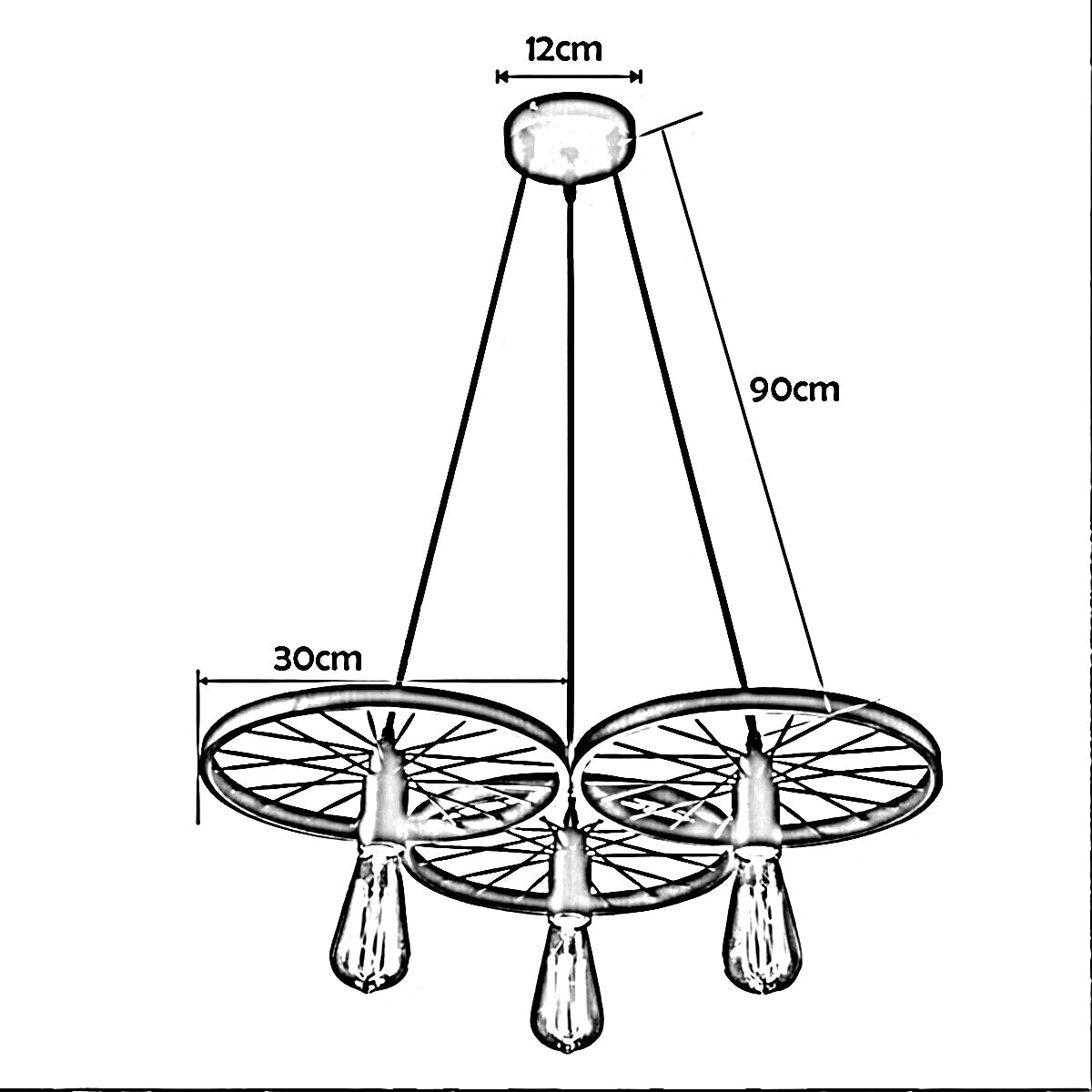 Vintage Industrial Ceiling Pendant 3 Light Retro Loft Style Wheel Shade Lamp~1682-2