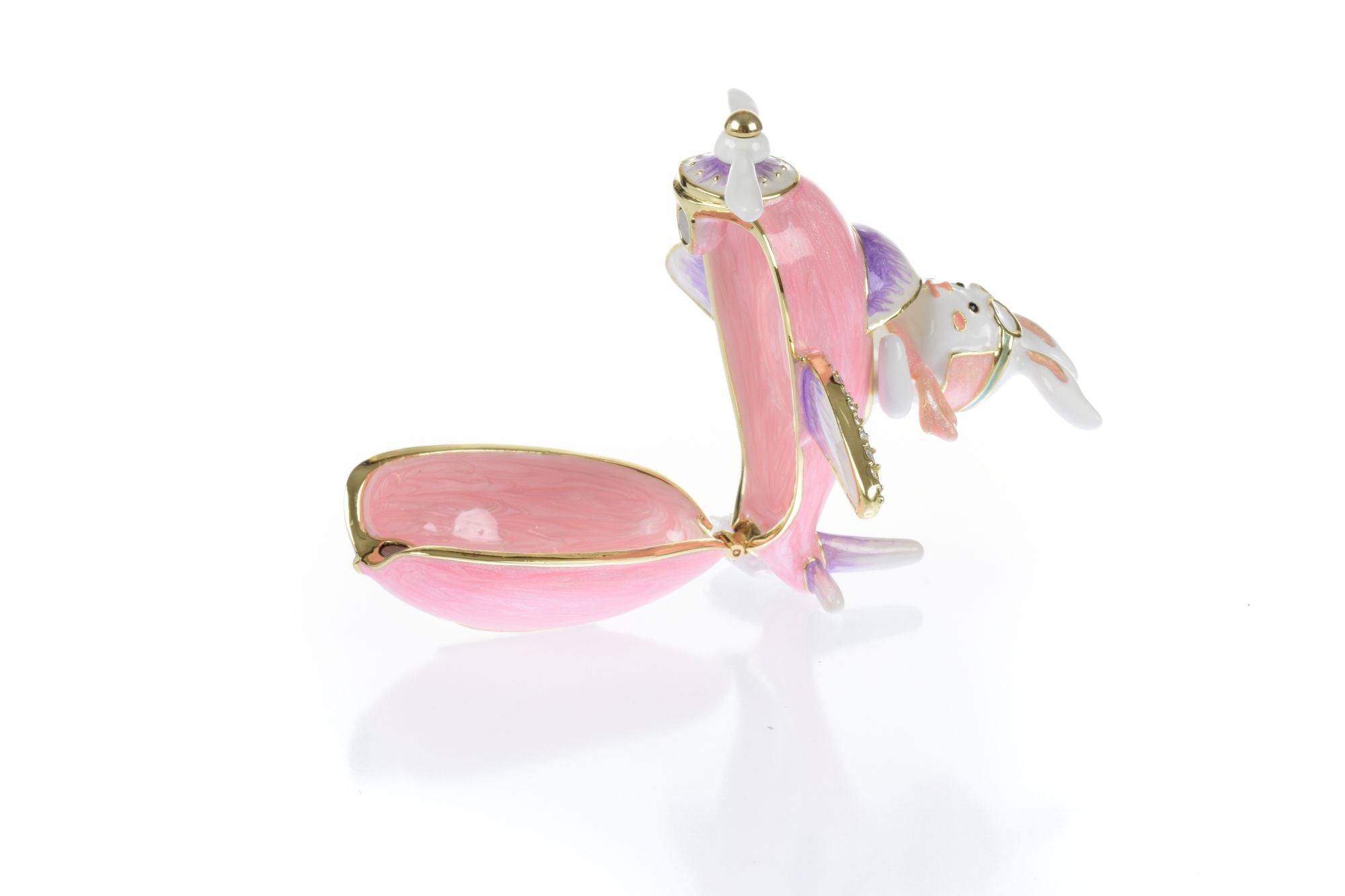 Bunny flying a pink plane trinket box