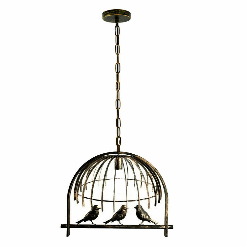 Modern Retro Industrial Bird Cage Hanging Pendant Light E26 Brushed Copper