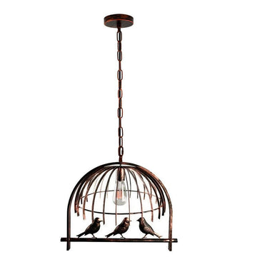 Modern Retro Industrial Bird Cage Hanging Pendant Light E26 Rustic Red - 99fab 