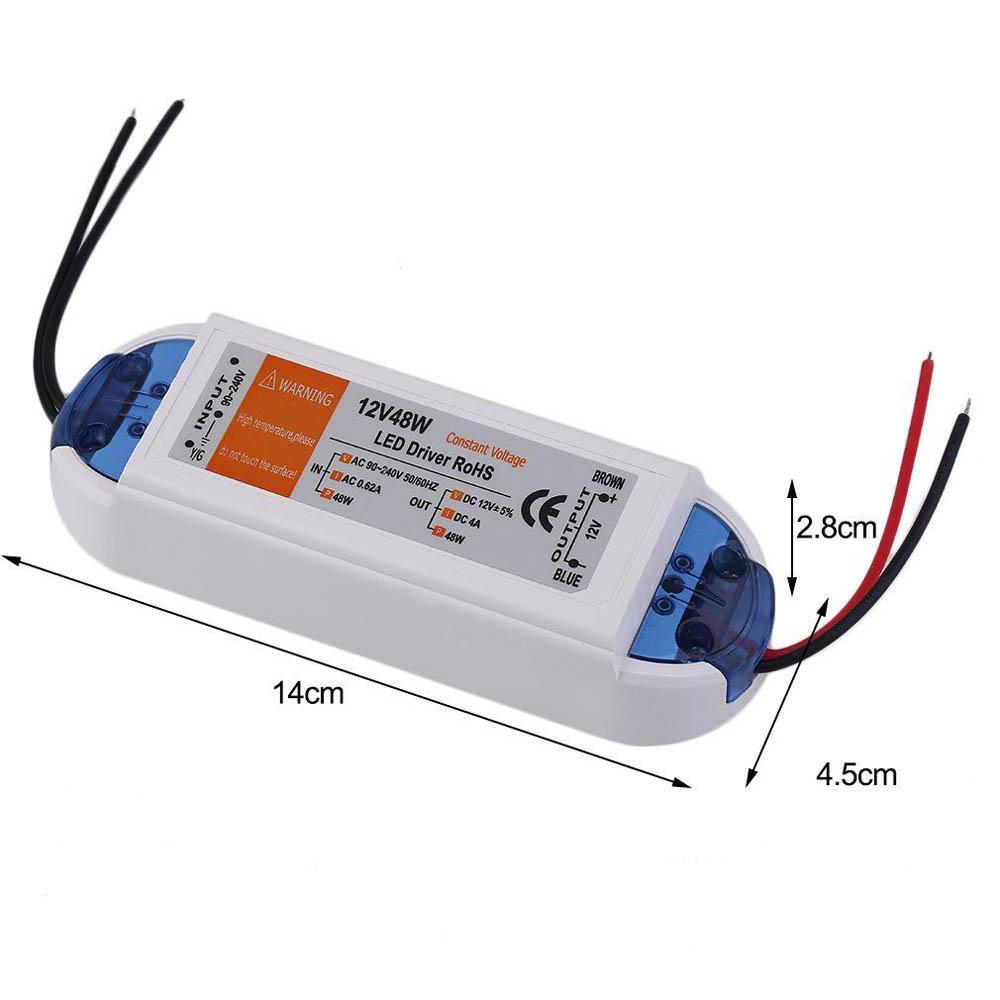 Constant Voltage LED Driver AC 90-240V to DC 12V 4A 48W Power Supply Pack 2