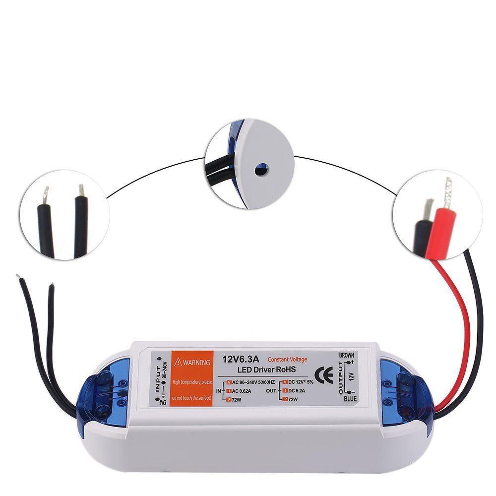 Constant Voltage LED Driver AC 90-240V to DC 12V 6.2A 72W Power Supply Pack 2