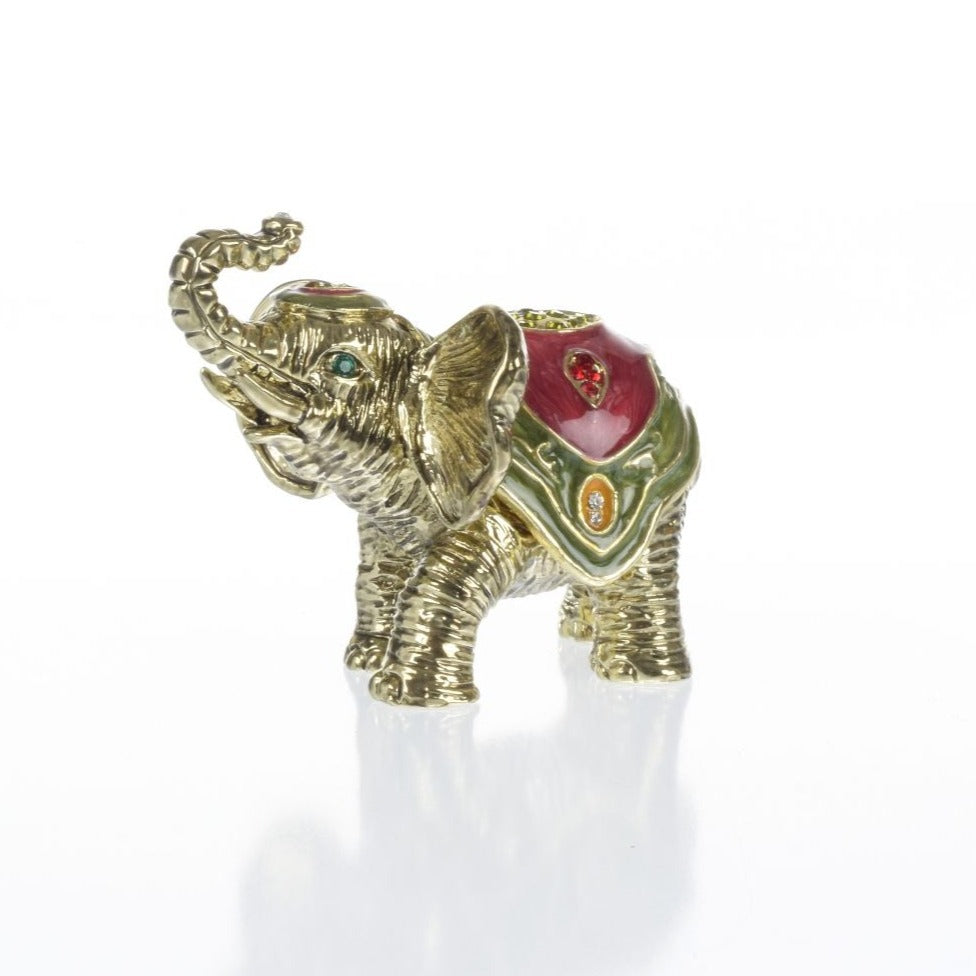 Gold Elephant Trinket Box Decorated with Swarovski Crystals - 99fab 