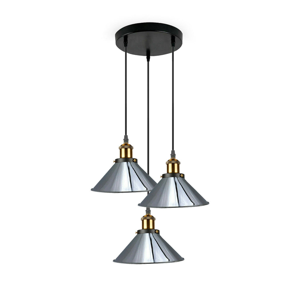 Industrial Vintage Metal Pendant Light Shade Chandelier Retro Ceiling Chrome LampShade~1420 - 99fab 