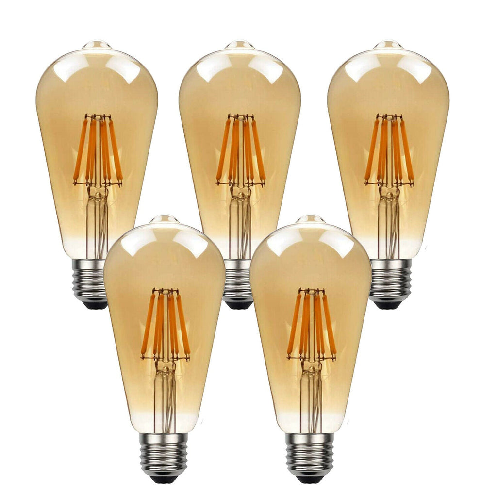 ST64 E26 8W Vintage LED Retro Light Bulb Pack 5 - 99fab 