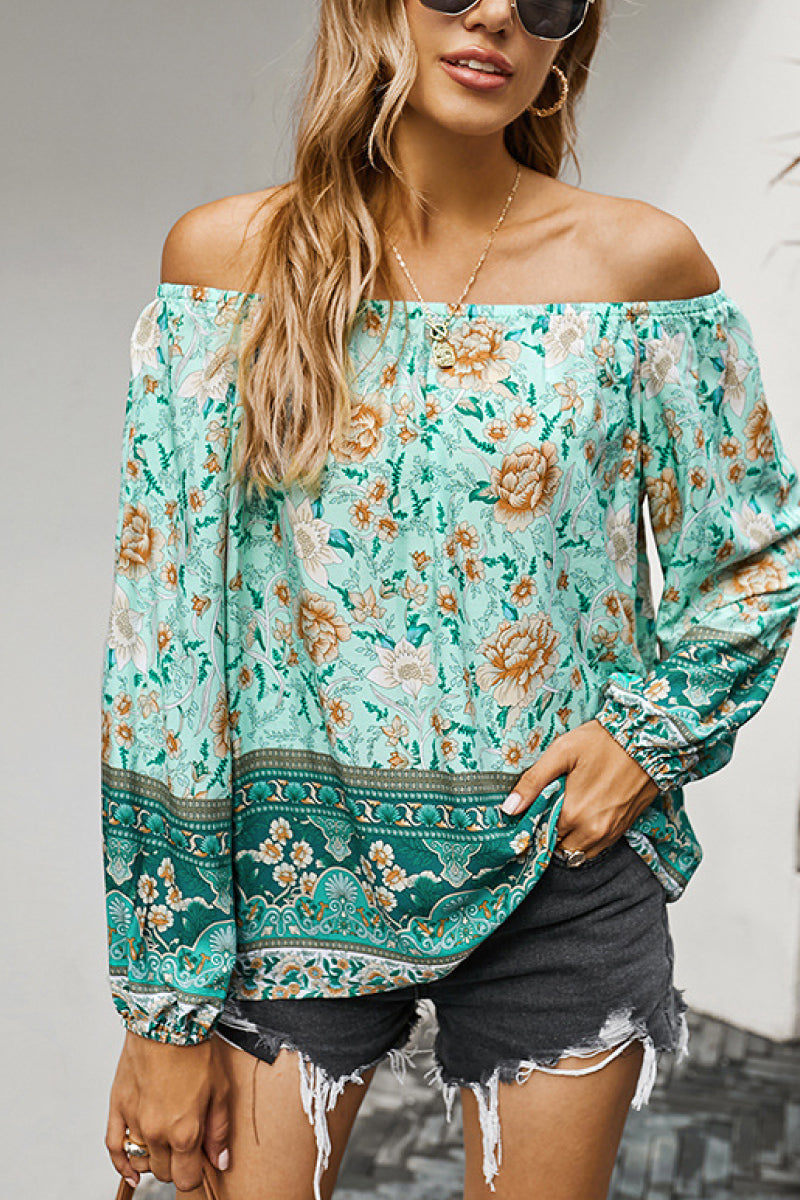 Off The Shoulder Boho Balloon Sleeve Top - 99fab 