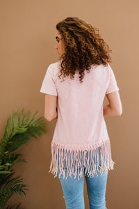 BiBi Empowering Expression Mineral Wash Fringe Detail Tee