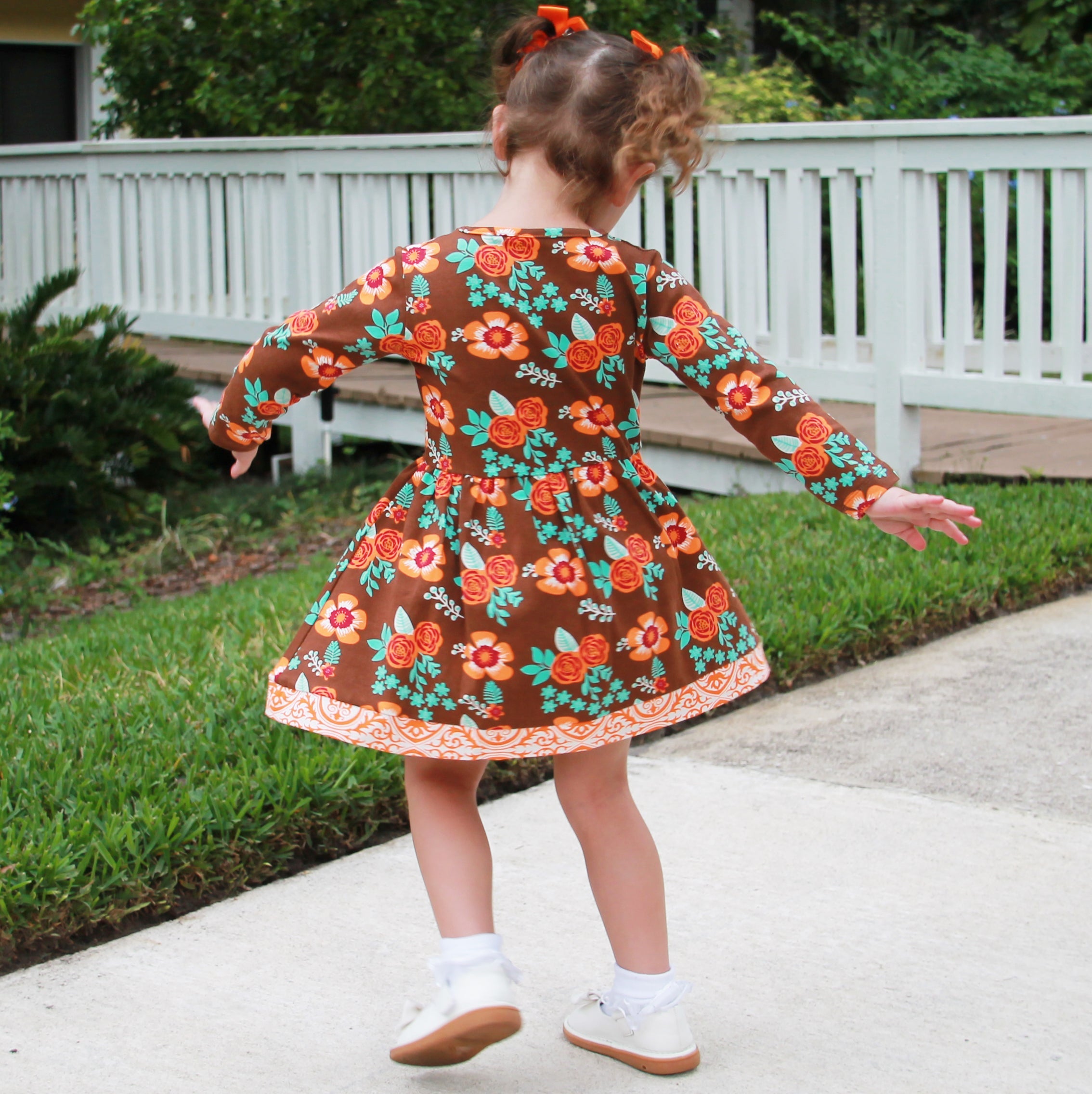 Baby Big Girls Boutique Fall Thanksgiving Floral Cotton Winter Dress