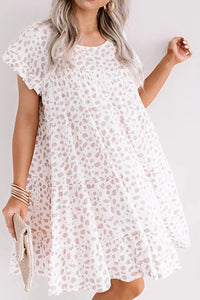 Leopard Ruffled Sleeve Shift Dress