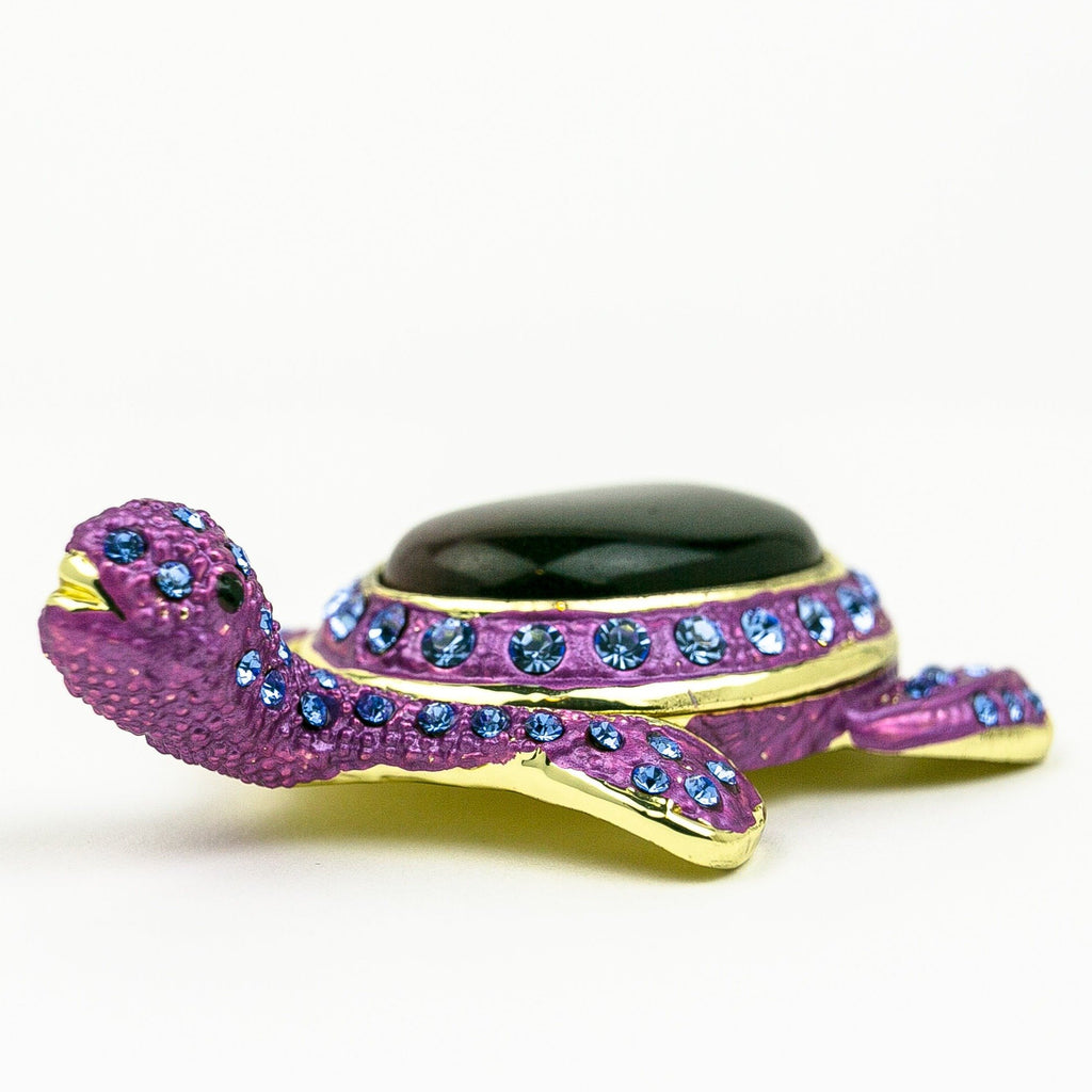 Violet Turtle Decorated with Blue Crystals - 99fab 