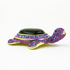 Violet Turtle Decorated with Blue Crystals