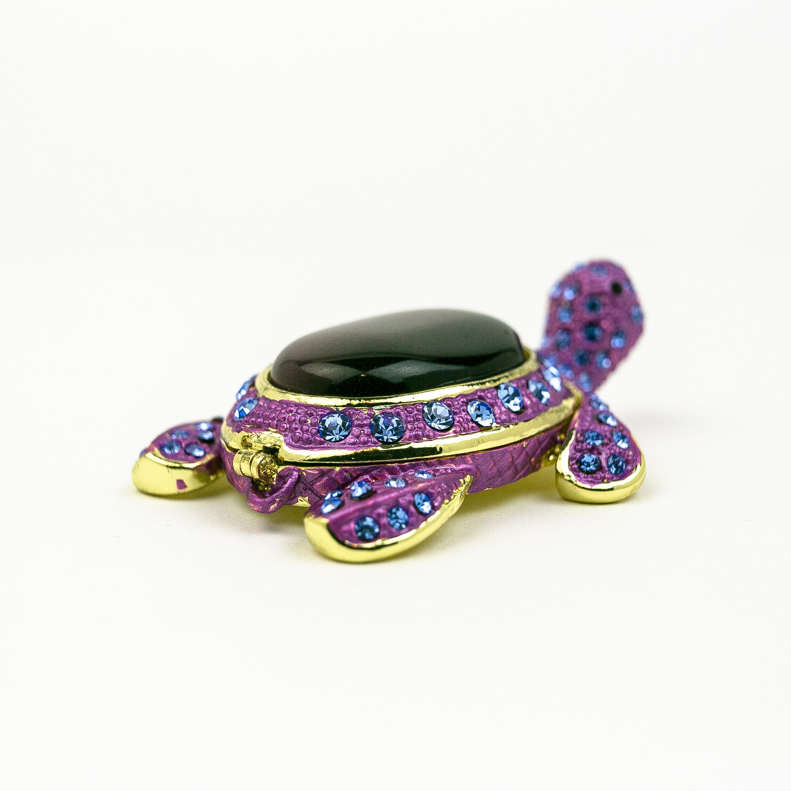 Violet Turtle Decorated with Blue Crystals