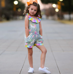 Little Big Girls Jumpsuit Magical Unicorn Rainbows Spring One Pc Boutique Clothing