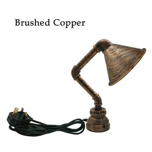 Industrial Table Lamp plug-in with switch Water Pipe Steampunk Desk Light Metal Shade lamp - 1602-7