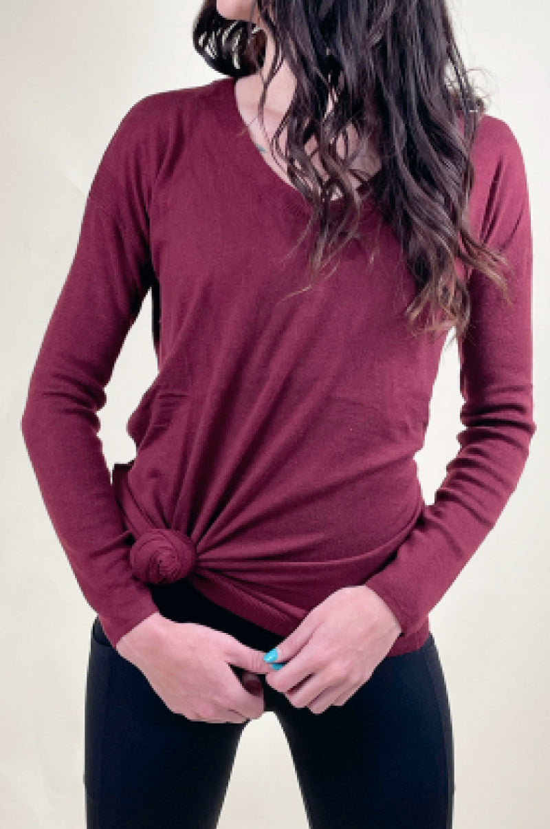 Burgundy Reversible Cross Over Tunic Sweater