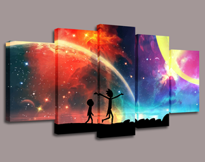 5 Panels Canvas Painting Rick and Morty Wall Art - wall art - 99fab.com